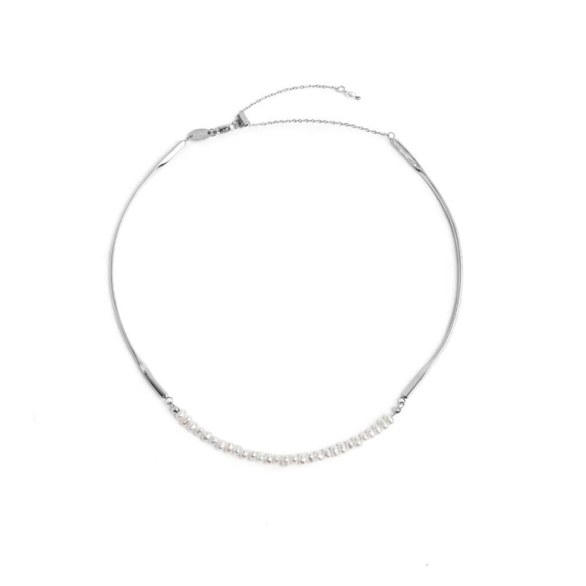 Collana semirigida Marlù in acciaio con perle di fiume MISURA UNICA