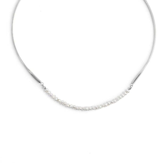 Collana semirigida Marlù in acciaio con perle di fiume MISURA UNICA