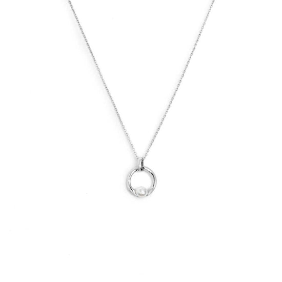 Collana catena Marlù in acciaio con pendente con perla MISURA UNICA