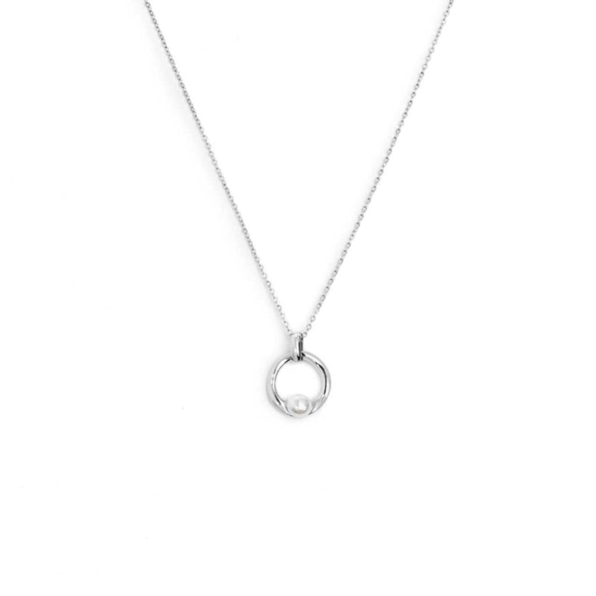 Collana catena Marlù in acciaio con pendente con perla MISURA UNICA