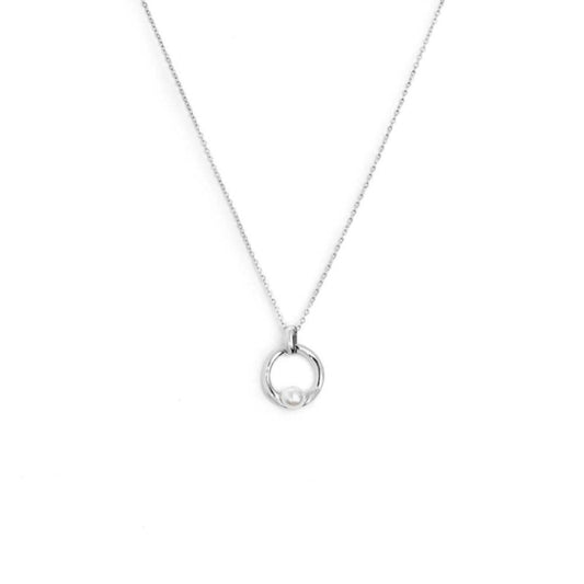 Collana catena Marlù in acciaio con pendente con perla MISURA UNICA