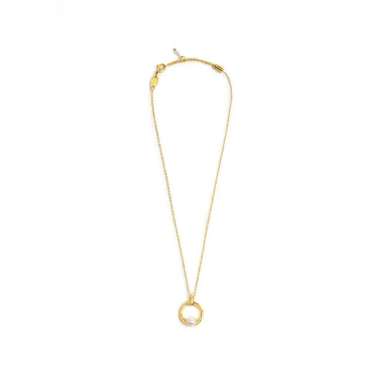 Collana catena Marlù in acciaio dorato con pendente con perla MISURA UNICA