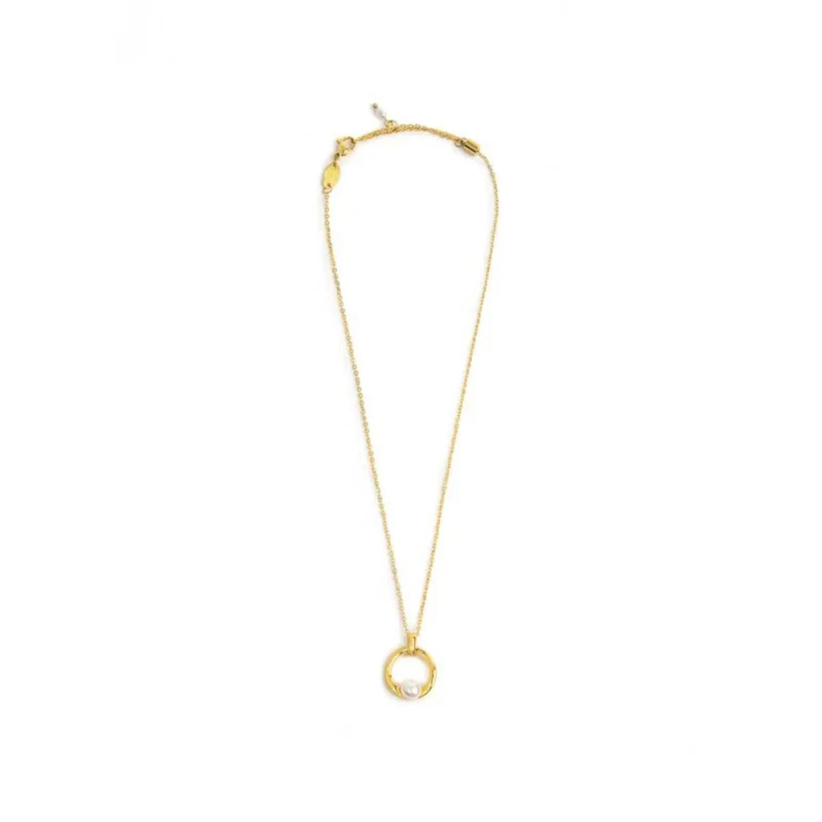 Collana catena Marlù in acciaio dorato con pendente con perla MISURA UNICA