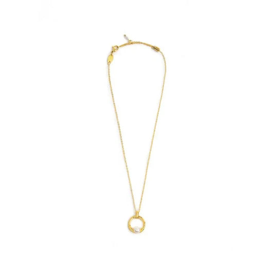 Collana catena Marlù in acciaio dorato con pendente con perla MISURA UNICA