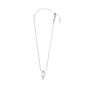 Collana catena Marlù in acciaio con pendente e perla MISURA UNICA