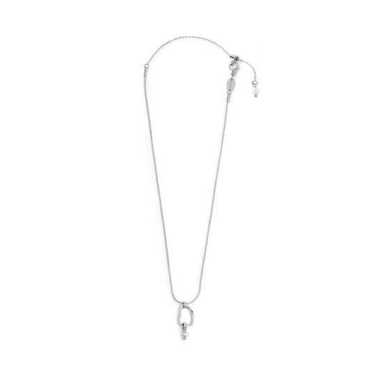 Collana catena Marlù in acciaio con pendente e perla MISURA UNICA