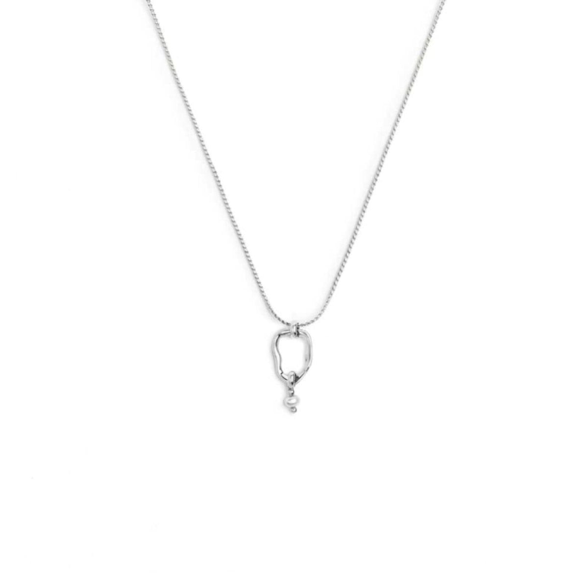 Collana catena Marlù in acciaio con pendente e perla MISURA UNICA
