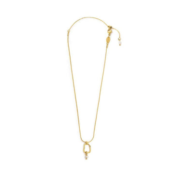 Collana catena Marlù in acciaio dorato con pendente e perla MISURA UNICA
