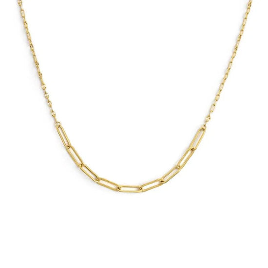Collana catena Marlù Vision in acciaio pvd oro con texture MISURA UNICA