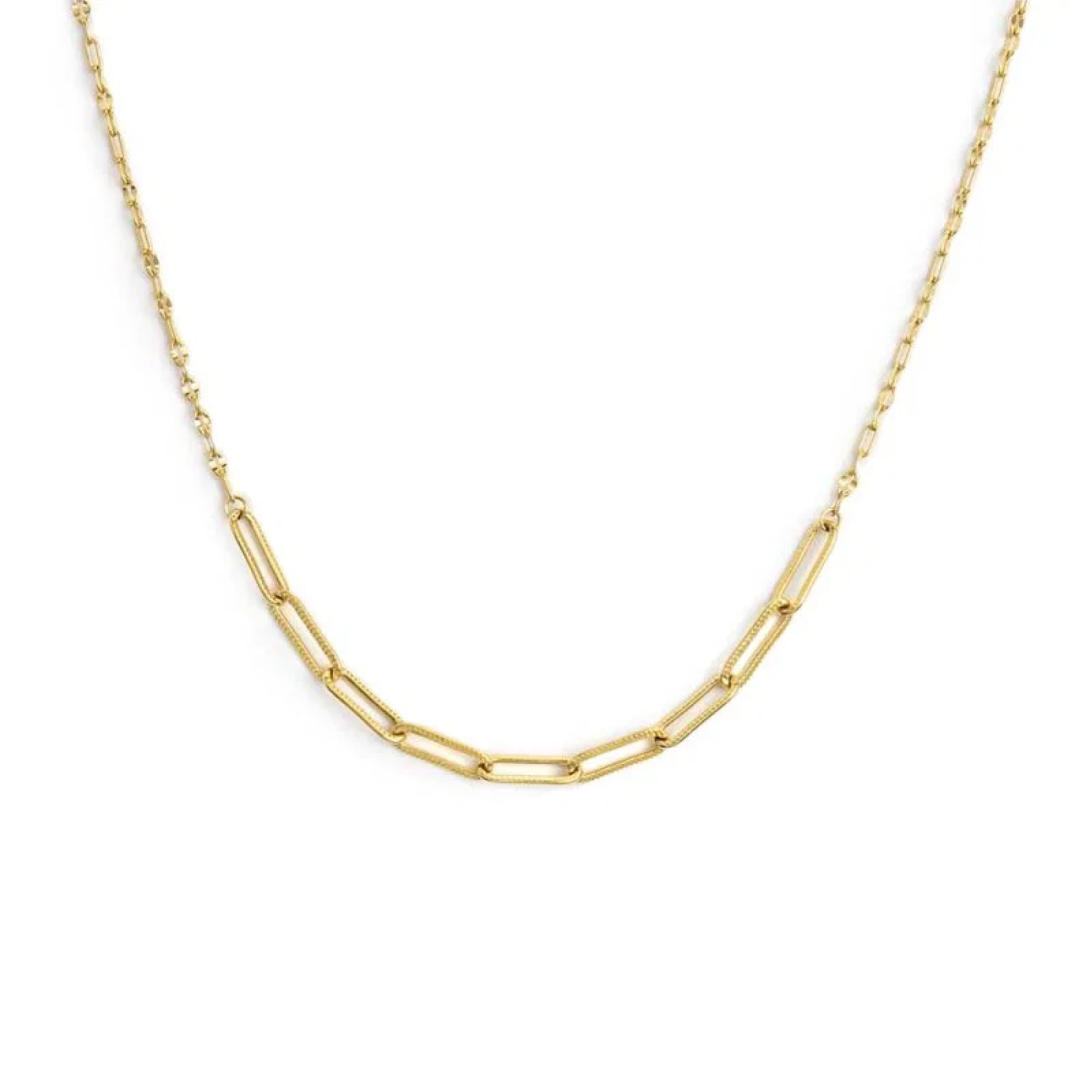 Collana catena Marlù Vision in acciaio pvd oro con texture MISURA UNICA