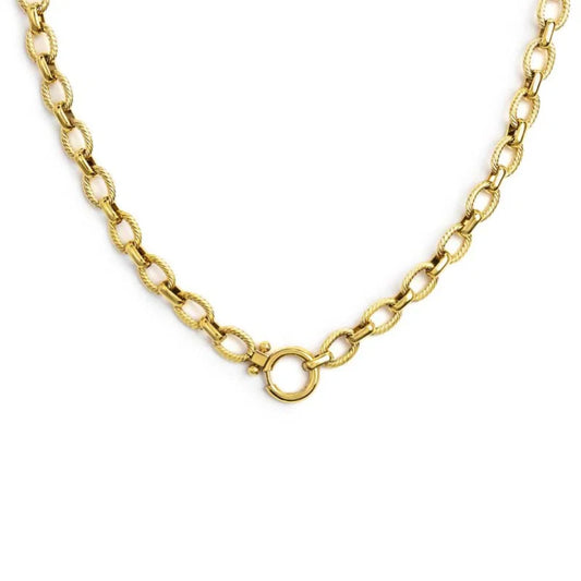 Collana catena Marlù acciaio pvd oro texture moschettone MISURA UNICA