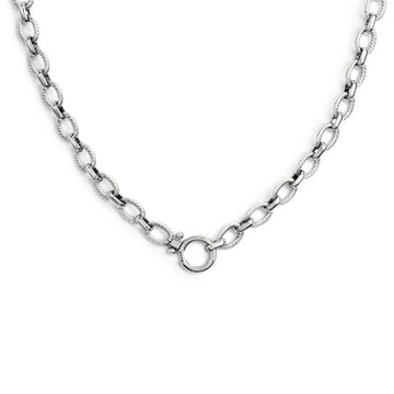 Collana catena Marlù in acciaio texture con moschettone MISURA UNICA