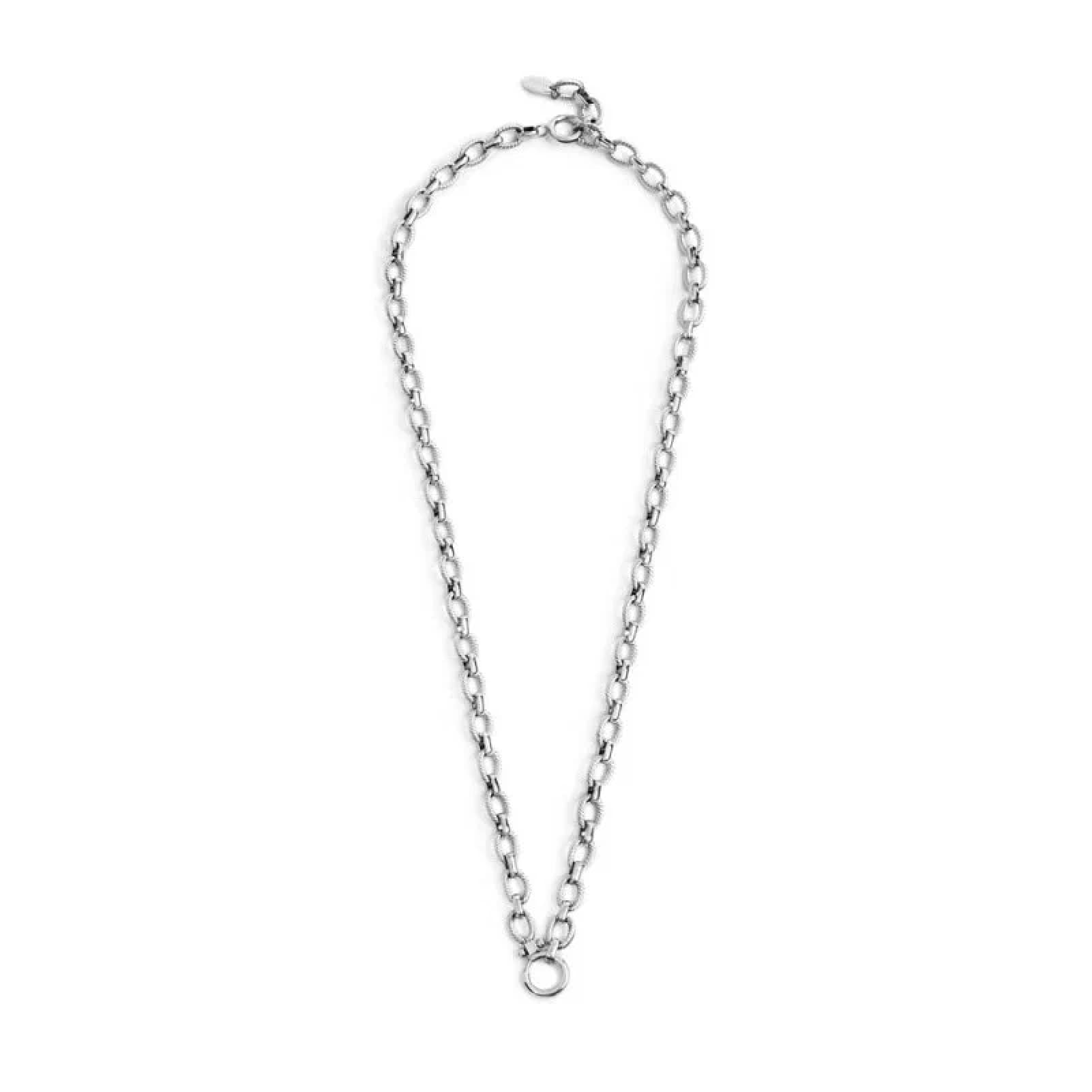 Collana catena Marlù in acciaio texture con moschettone MISURA UNICA