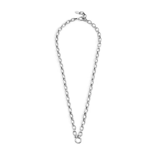 Collana catena Marlù in acciaio texture con moschettone MISURA UNICA