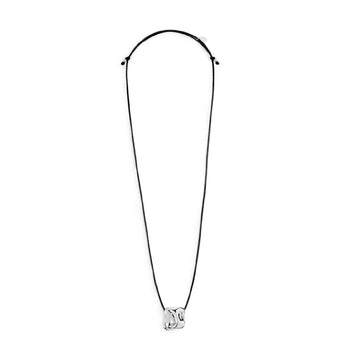 Collana Marlù con cordino nero e pendente quadrato in acciaio MISURA UNICA