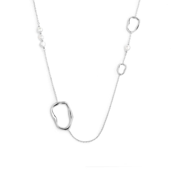 Collana lunga Marlù in acciaio con elementi e perle MISURA UNICA