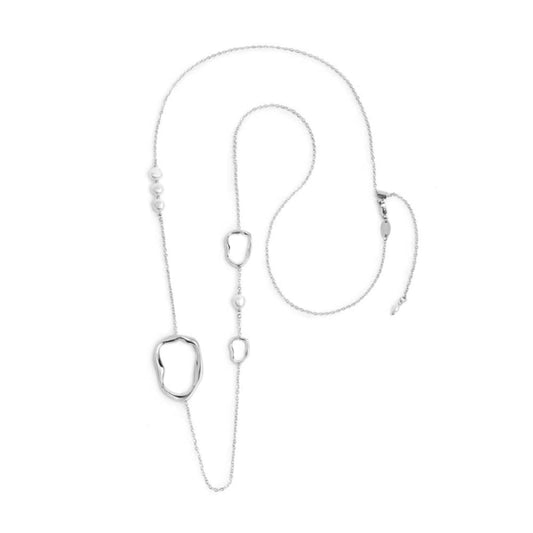 Collana lunga Marlù in acciaio con elementi e perle MISURA UNICA
