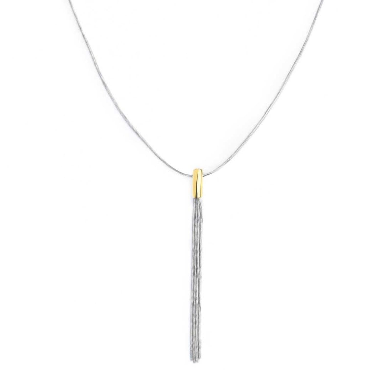 Collana Marlù in acciaio bicolore con pendente multifilo MISURA UNICA