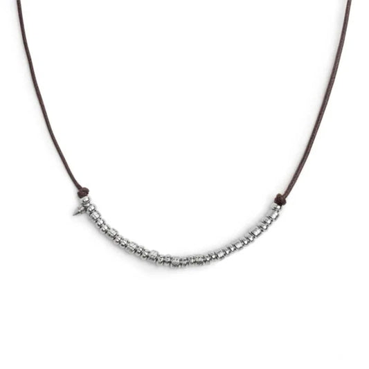 Collana regolabile Marlù in acciaio con cordino marrone REGOLABILE