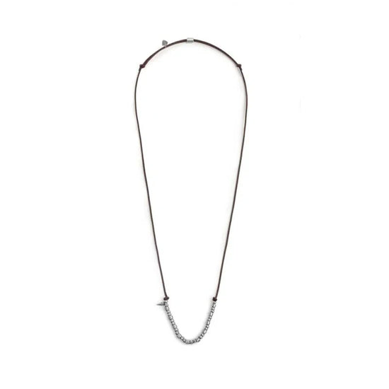 Collana regolabile Marlù in acciaio con cordino marrone REGOLABILE