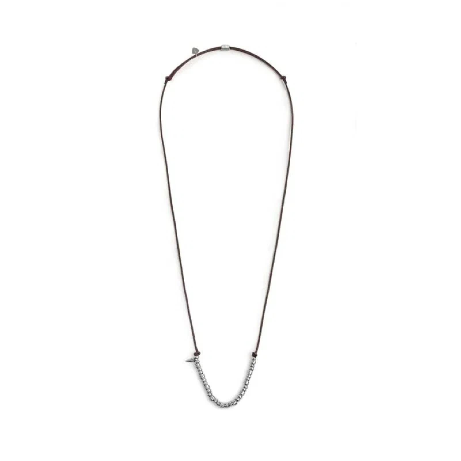 Collana regolabile Marlù in acciaio con cordino marrone REGOLABILE
