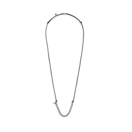 Collana regolabile Marlù in acciaio con cordino marrone REGOLABILE