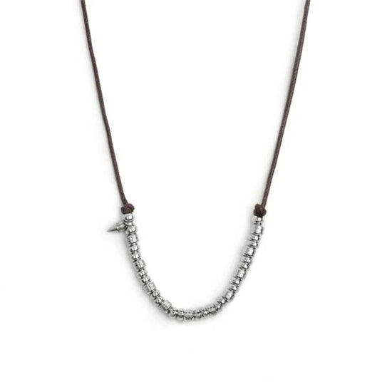 Collana regolabile Marlù in acciaio con cordino marrone REGOLABILE