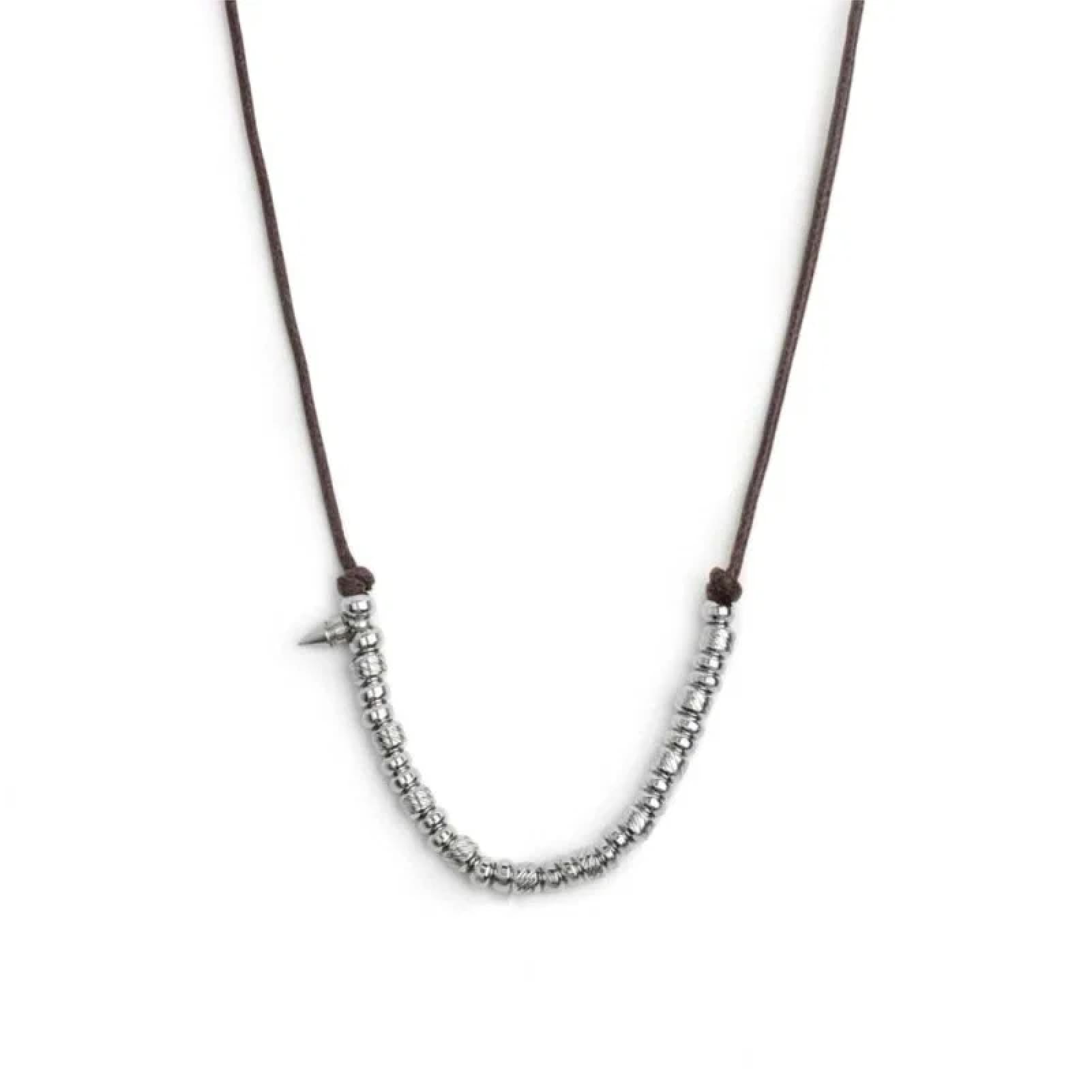 Collana regolabile Marlù in acciaio con cordino marrone REGOLABILE