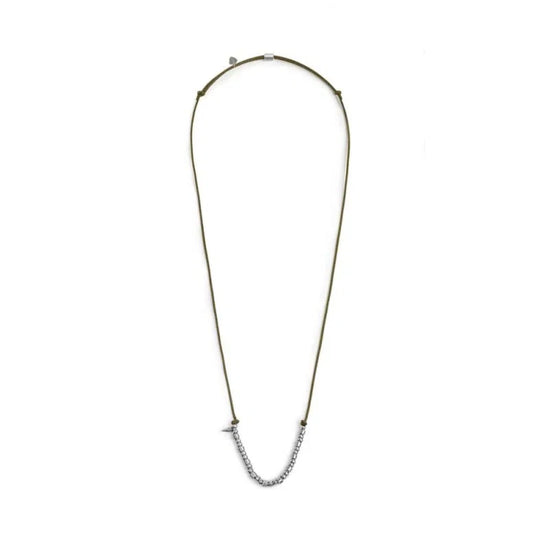 Collana regolabile Marlù in acciaio con cordino verde REGOLABILE