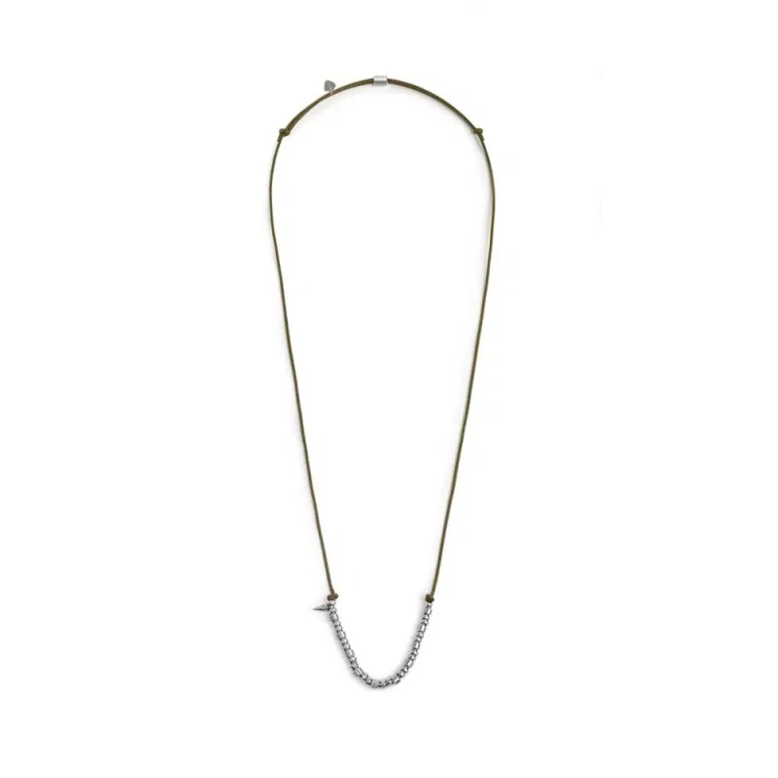 Collana regolabile Marlù in acciaio con cordino verde REGOLABILE