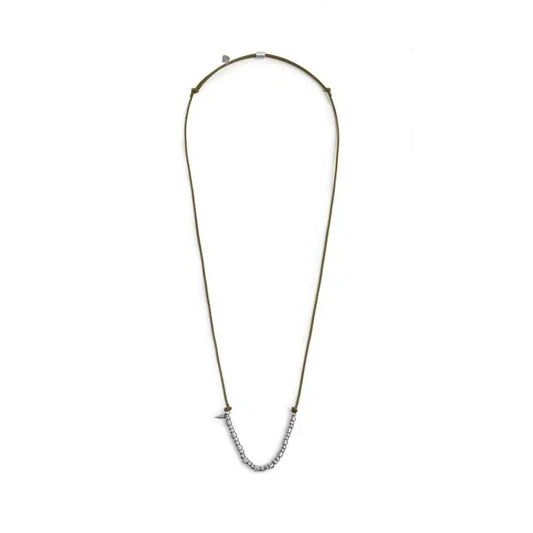Collana regolabile Marlù in acciaio con cordino verde REGOLABILE
