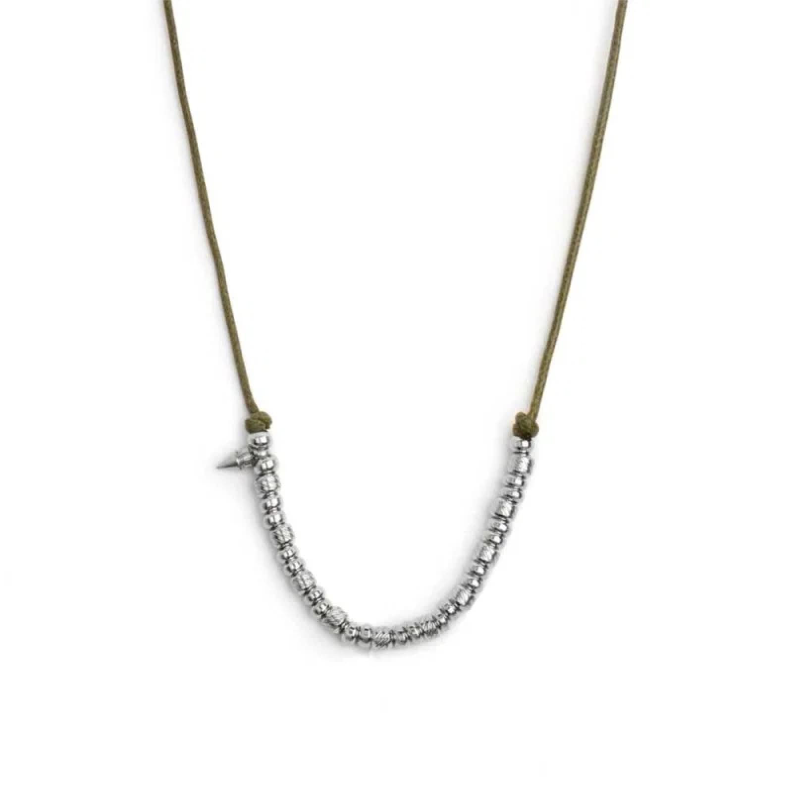 Collana regolabile Marlù in acciaio con cordino verde REGOLABILE