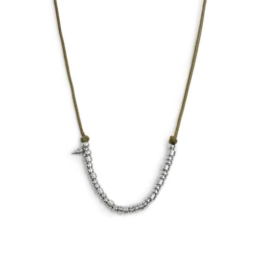 Collana regolabile Marlù in acciaio con cordino verde REGOLABILE