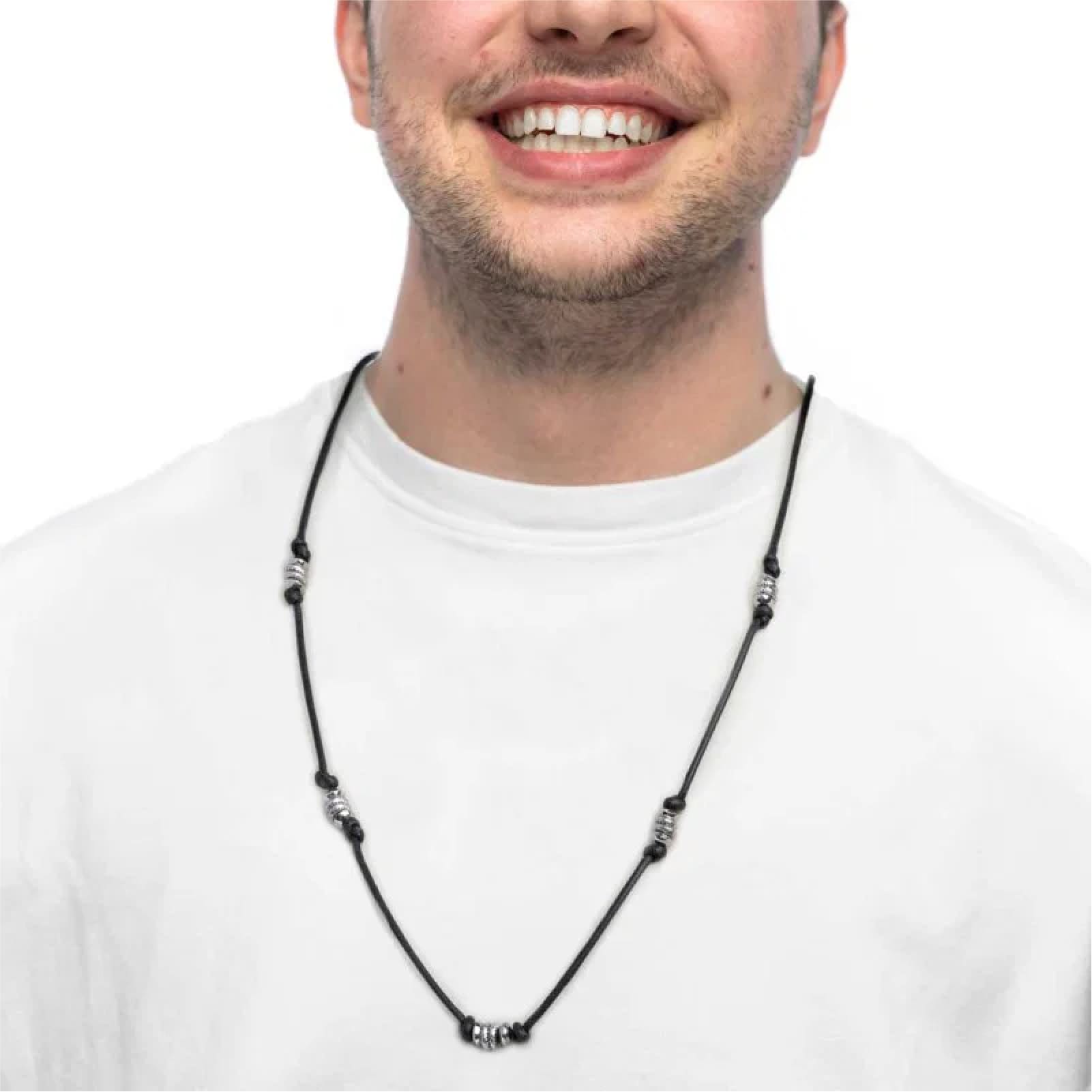 Collana regolabile Marlù in acciaio con cordino nero REGOLABILE