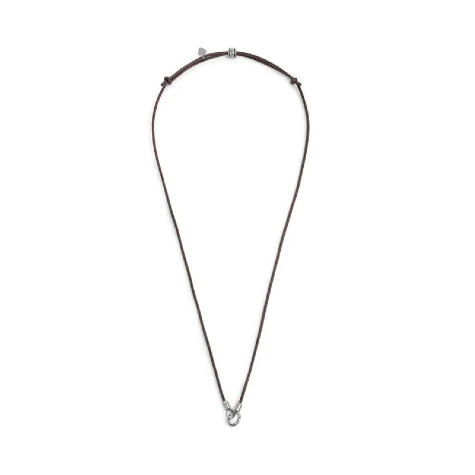 Collana regolabile Marlù in acciaio con cordino marrone REGOLABILE
