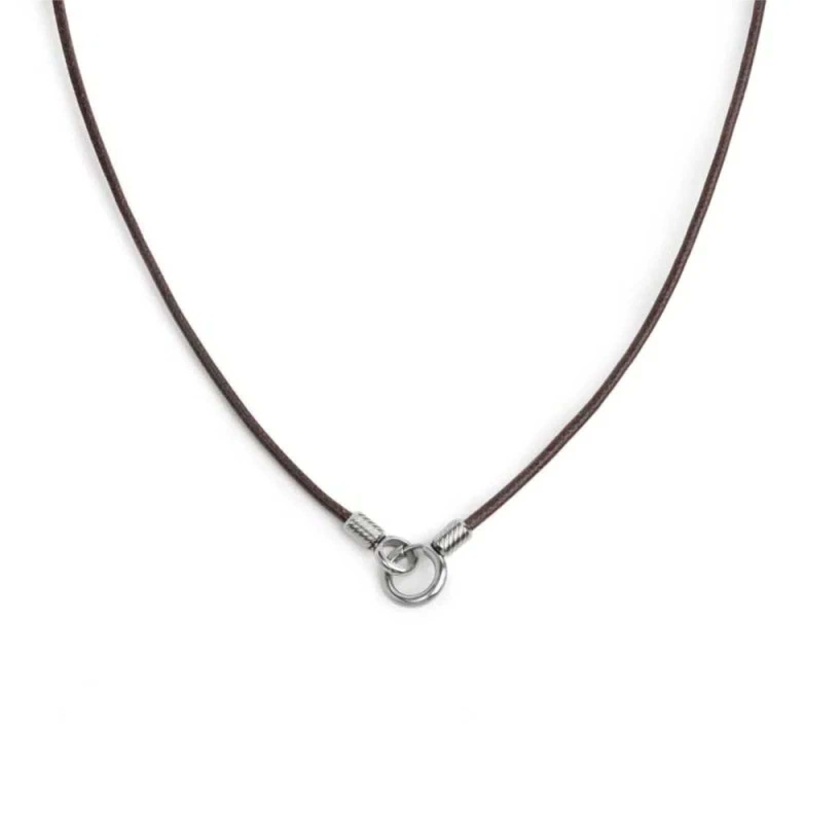 Collana regolabile Marlù in acciaio con cordino marrone REGOLABILE