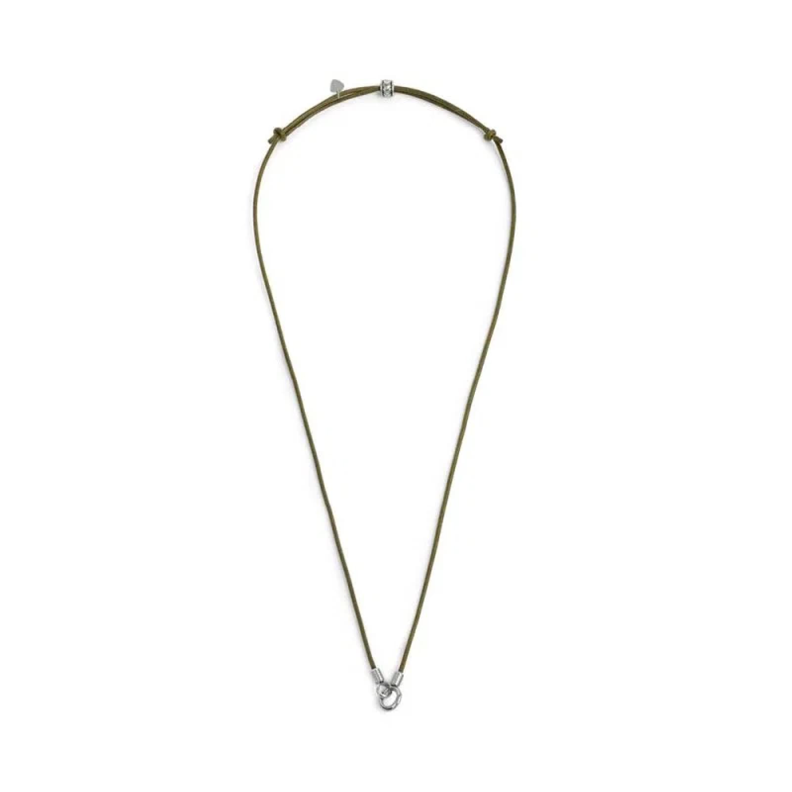 Collana regolabile Marlù in acciaio con cordino verde REGOLABILE