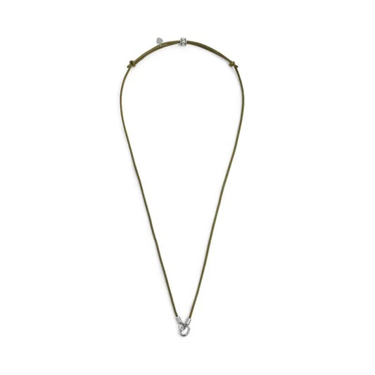 Collana regolabile Marlù in acciaio con cordino verde REGOLABILE