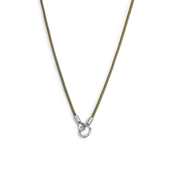 Collana regolabile Marlù in acciaio con cordino verde REGOLABILE