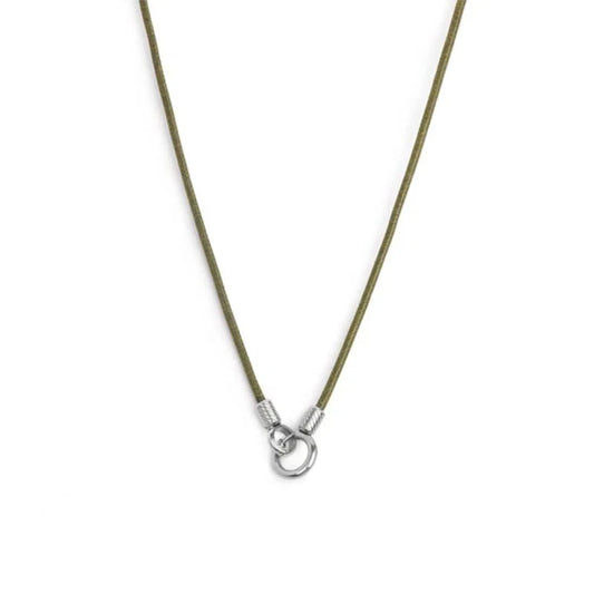 Collana regolabile Marlù in acciaio con cordino verde REGOLABILE