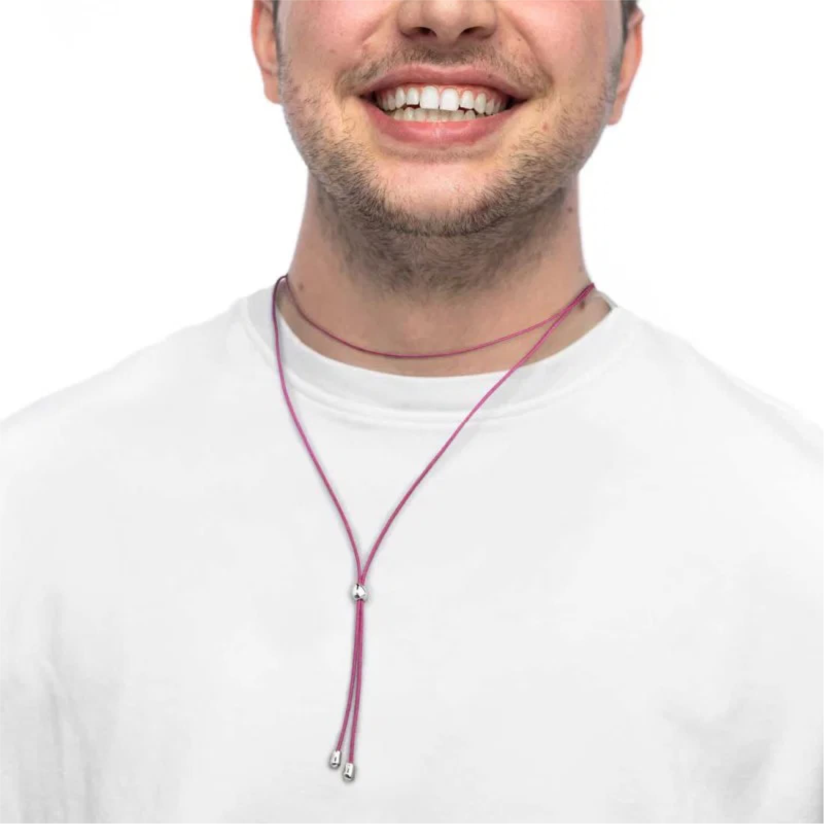 Collana regolabile Marlù in corda rosa con laccio MISURA UNICA