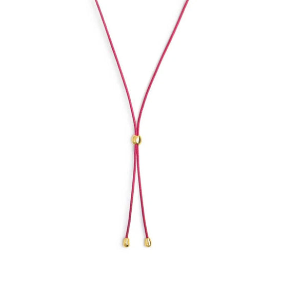 Collana regolabile Marlù in corda rosa e oro con laccio MISURA UNICA