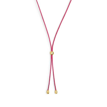Collana regolabile Marlù in corda rosa e oro con laccio MISURA UNICA