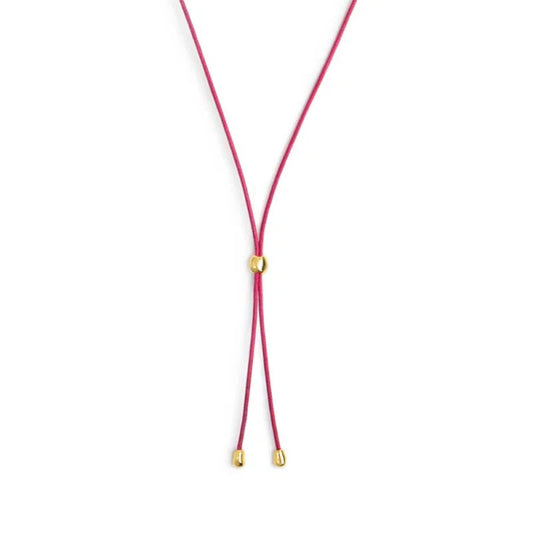 Collana regolabile Marlù in corda rosa e oro con laccio MISURA UNICA