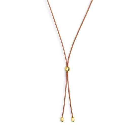 Collana regolabile Marlù in corda marrone e oro con laccio MISURA UNICA