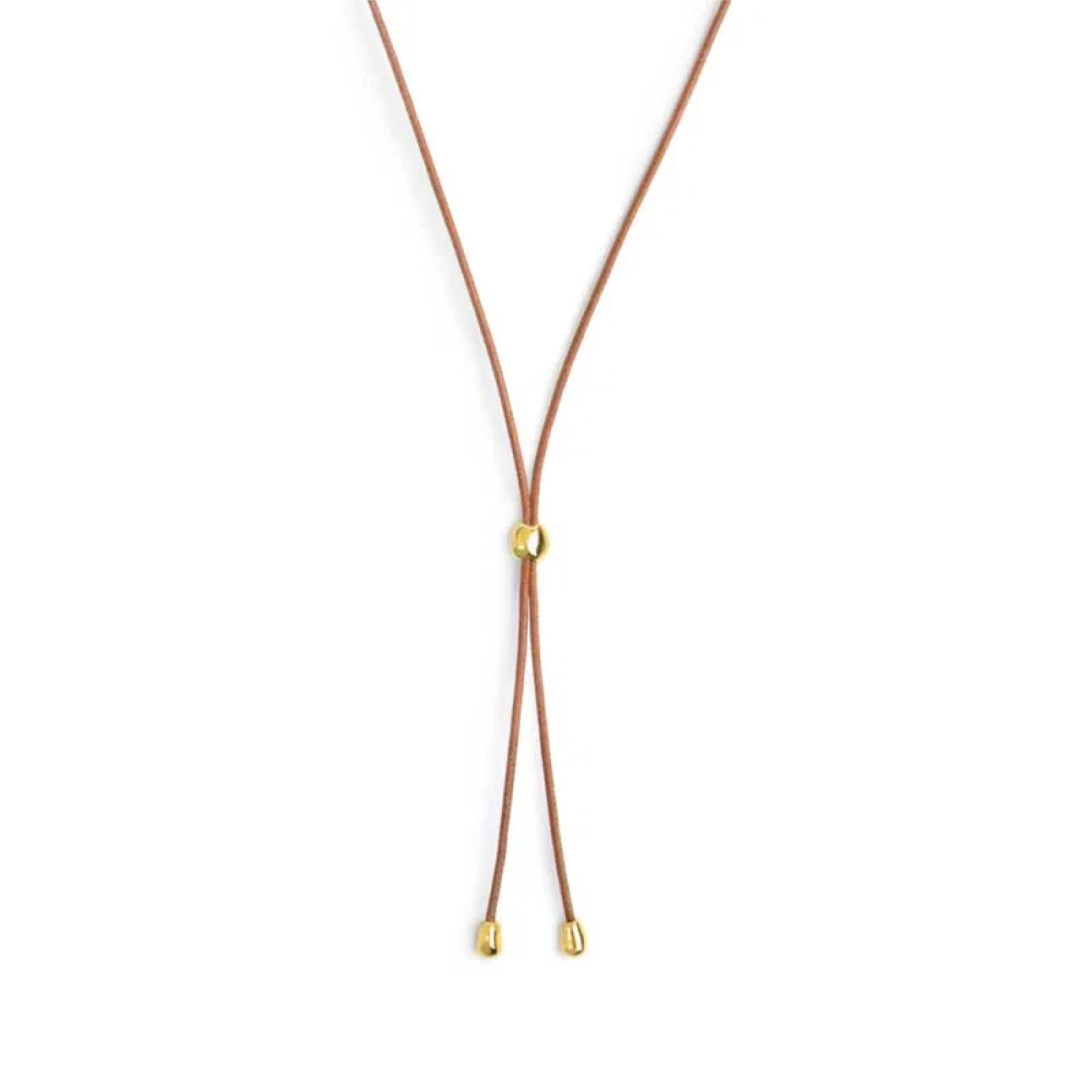 Collana regolabile Marlù in corda marrone e oro con laccio MISURA UNICA