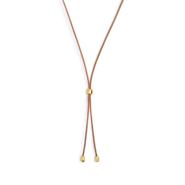 Collana regolabile Marlù in corda marrone e oro con laccio MISURA UNICA