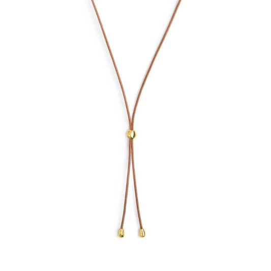 Collana regolabile Marlù in corda marrone e oro con laccio MISURA UNICA
