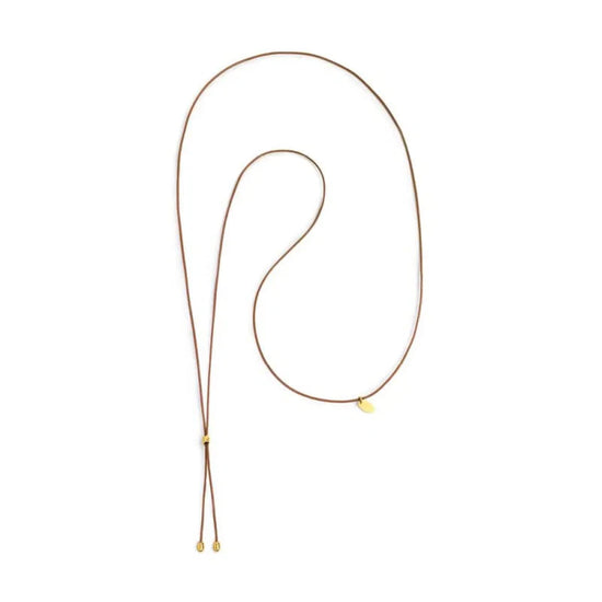 Collana regolabile Marlù in corda marrone e oro con laccio MISURA UNICA