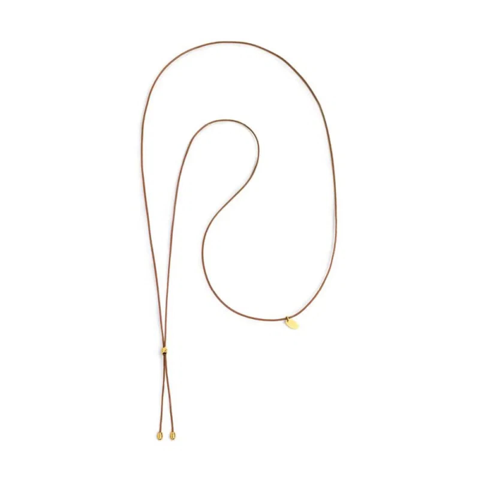 Collana regolabile Marlù in corda marrone e oro con laccio MISURA UNICA